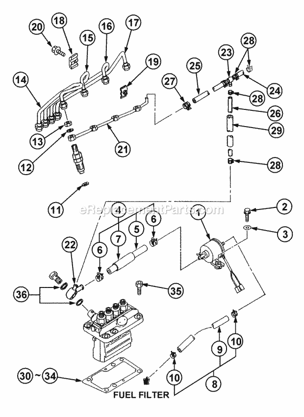 Fuel System Diagram and Parts List for 54A-458D100, 590-603-100 Cub Cadet Lawn Tractor